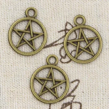 20pcs Pakabukai star pentagram 24x20mm Antikvariniai bronzos, sidabro spalvos Karolius, 