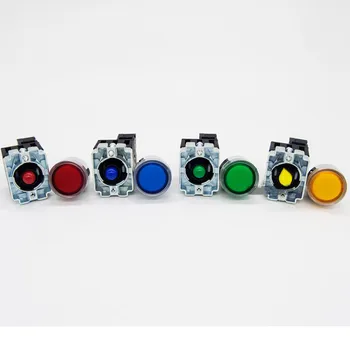 22mm Akimirksnį XB2-BW3361 Apvalus Mygtukas Jungiklis su LED šviesos 1NO 24V/AC220V/AC380V Žalia,Raudona,Geltona,Mėlyna ZB2-BE101C