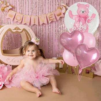 24inch Berniuko Baby Girl Lokys Balionas Didelis Rožinis Burbulas Padengti Folija Balionus Baby Shower Gimtadienio Dekoro Vaikams, Žaislai, Kamuolys Į Kamuolį