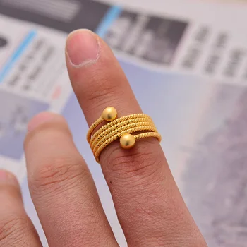 24K Aukso spalvos Rutuliukų Žiedai moterims Afrikos nuotakos vestuvių dovanos šalies Gyvūnų žiedas Arabija Artimųjų Rytų Geriausių Dovanų