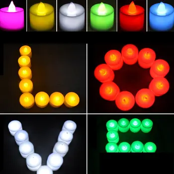 24PC Kūrybos LED Žvakė Spalvotų Lempų Modeliavimas Spalvos Liepsna Arbata Šviesos Namuose Vestuvių, Gimtadienio Apdailos Lašas Laivybos Naujas