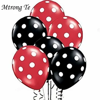 24pcs 12 Colių raudona ir juoda Polka Dot Lateksiniai Balionai kūdikio gimtadienio, Vestuvių Dekoravimo Reikmenys vaikai Šalis Pripučiami Oro balionu