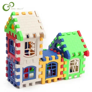 24pcs Blokai Vaikas Namų Statyba Blokai, Statyba Vystymosi Žaislų Rinkinys 3D Plytų Žaislas Statybos Plytų GYH
