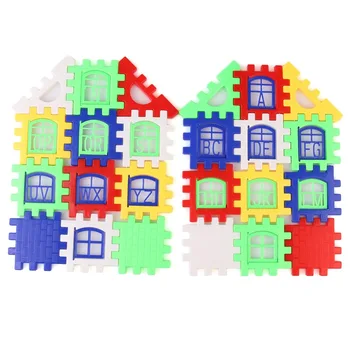 24pcs Blokai Vaikas Namų Statyba Blokai, Statyba Vystymosi Žaislų Rinkinys 3D Plytų Žaislas Statybos Plytų GYH