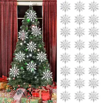 24pcs/maišas Snaigės Kalėdų Dekoravimo Kalėdų Medžio Kabo Ornamentu Atostogų Sodo Kalėdų Vestuves Sniego Dribsniai Dekoras