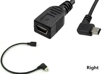 25CM 90 Laipsnių Teisę & Kairę & Aukštyn ir Žemyn Kampu Mini USB 2.0 5Pin Vyrų ir Moterų Pratęsimo kabelis Mini usb GPS Imtuvas