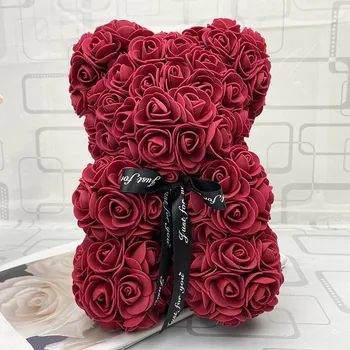 25cm Rose Bear Meškiukas Dirbtinių Rožių Putų už Lango Ekrane Forever Rose Amžina Gėlių Vestuvių, Valentino Dovanos