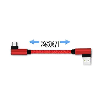 25cm USB Tipo C Trumpas Įkrovimo Kabelis Alkūnė 90 Laipsnių USB C Micro USB Kabelis 2A Greito Įkrovimo