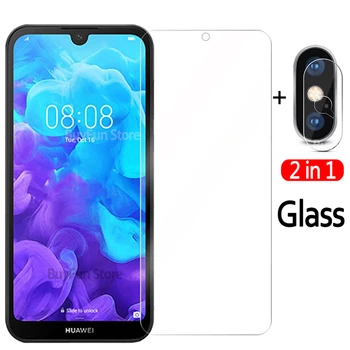 2in1 Grūdintas Stiklas Ekrano apsaugos Huawei Y5 2019 Stiklo Fotoaparato Objektyvą Plėvelė Huawei Y 5 AMN-LX9 AMN-LX1 AMN-LX2 AMN-LX3