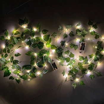 2M 30 LED Dirbtiniai Augalai Garliava, Šviesiai Žalios Lapinės Ivy Vynuogių Pasakų String Žibintai 