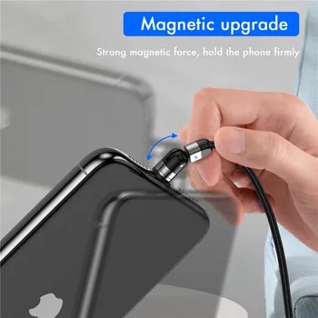 2M Magnetinio Micro USB C Tipo Kabelis Telefono Aksesuarų Greito Įkrovimo iPhone 11 Plius Xr Xiaomi Redmi Įkroviklis 540 Rotacija