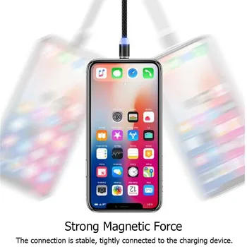 2M Magnetinis Įkroviklis 2.4 Greito Įkrovimo Mobiliojo Telefono USB Magnetinio Kabelis, LED Magnetinio Įkrovimo iOS C Tipo 