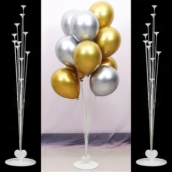 2sets Vaikams suaugusiųjų gimtadienio balionai aksesuaras Vestuvių dekoro kolbų Turėtojas skiltyje balionu stovi berniukas ir mergaitė gimtadienio deco baby shower