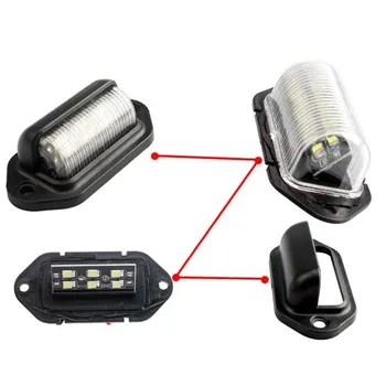 2vnt 12V LED Automobilių Skaičius Licenciją Plokštelės Lemputės Priekabos Sunkvežimių Van VISUREIGIS VAN Furgonų Priekabos Šildomi Žibintų Vandeniui