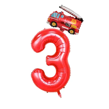 2vnt 32inch Raudona Skaičius Balionai Mini Plokštumos Fire Truck Folija Balionai 1 2 3 4 5 6 7 8 9 Metų Gimtadienio Dekoracijos Vaikams, Žaislai