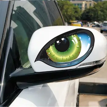 2vnt 3D Juokinga Atspindintis Žalios Kačių Akys Automobilių Lipdukai Sunkvežimių Galva Variklio galinio vaizdo Veidrodis, Langas, Durys Lipdukas Grafika