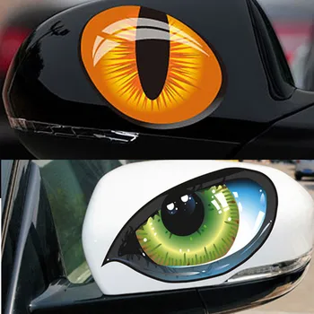 2vnt 3D Juokinga Atspindintis Žalios Kačių Akys Automobilių Lipdukai Sunkvežimių Galva Variklio galinio vaizdo Veidrodis, Langas, Durys Lipdukas Grafika