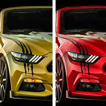 2vnt Automobilio šviesą Atspindinčios Monster Lipdukas Juoda/Raudona Nulio Juostele Letena Ženklų Automobilių Automatinis priekinių Žibintų Vinilo Decal Automobilių Stilius