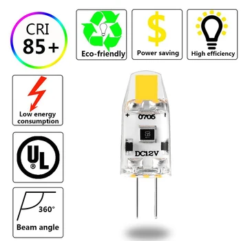 2VNT G4 COB LED Lemputės, šviesos srautą galima reguliuoti 12V DC LED G4 Lempos Lampadas Lemputės 360 Spindulio Kampas Ne Mirgėjimo Pakeisti 10W 15W Halogeninė Lempa