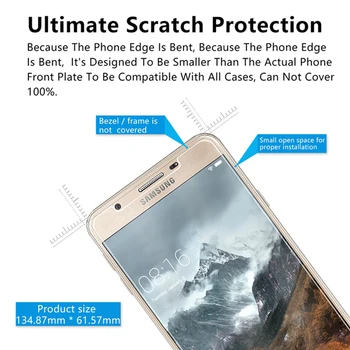 2VNT Grūdintas Stiklas Samsung Galaxy A7 2017 A720F A720 Stiklo Screen Protector 2.5 D 9H Apsauginės Plėvelės