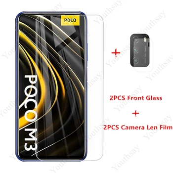 2VNT Grūdintas Stiklas Xiaomi Poco M3 Stiklo Xiaomi Poco M3 X3 NFC Redmi Pastaba 9S 9 Pro 9C Mi 10T Lite Kino Screen Protector
