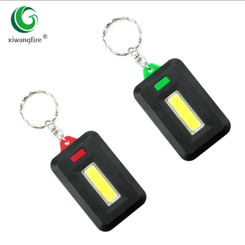 2VNT Mini COB LED Keychain Žibintuvėlis 3 Rūšių Key Chain Nešiojamų paketų prižiūrėtojų raktinę Flash Šviesos Lempos Fakelas Kišenėje Avarinės Šviesos Naudojimo 3*AAA