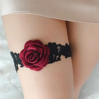 2vnt Moterų Sexy Nėrinių Vestuvės Keliaraiščiai Rožių Gėlių Elastinga Keliaraištis Diržas Šlaunies Žiedas Ponios Drabužių Priedai Suspender Kojos Keliaraištis