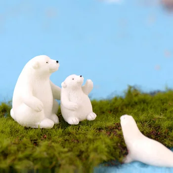 2vnt Motina Sūnų Baltasis Lokys Duomenys Polar Bear Gyvūnų Modelio Miniatiūrinės Figūrėlės Pasakų Sode Vestuvių Lėlės Apdailos žaislą dovanų