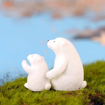 2vnt Motina Sūnų Baltasis Lokys Duomenys Polar Bear Gyvūnų Modelio Miniatiūrinės Figūrėlės Pasakų Sode Vestuvių Lėlės Apdailos žaislą dovanų