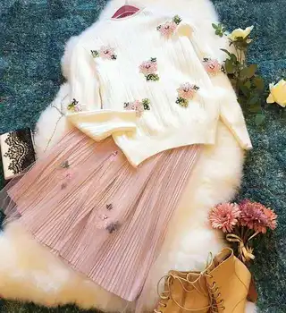 2vnt Pink Gėlių White Pearl Siūti Ant Pleistro Drabužių Duobute Aplikacijos už Megztinis Kojinės 