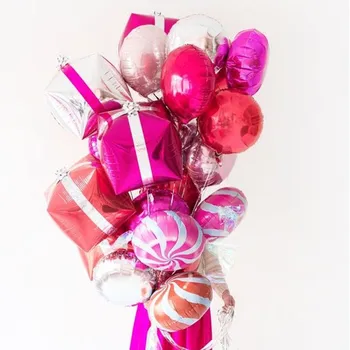 2vnt spalvinga saldainiai folija balionai 18 colių turas saldainis aliuminio kamuoliai Dovanų dėžutėje ballon vestuvių, gimtadienio, kūdikio šalies apdaila