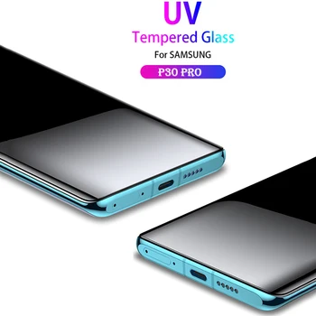 2VNT UV Klijai Grūdintas Stiklas Huawei 30 P20 Pro UV skystą Dangtelio Ekrano apsaugos Huawei Mate 20 30 P20 30 Lite