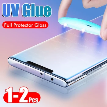 2VNT UV Klijai Grūdintas Stiklas Huawei 30 P20 Pro UV skystą Dangtelio Ekrano apsaugos Huawei Mate 20 30 P20 30 Lite
