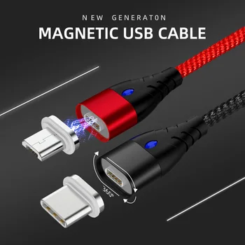 3 1. 3A Magnetinio Micro USB Laidas, Greito Įkrovimo C Tipo Kabelio 