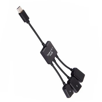 3 1. Mikro USB / C Tipo 3 OTG Dual Port Hub Kabelį, Skirtą Planšetinį kompiuterį 