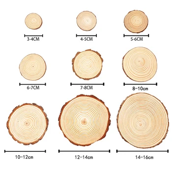 3-16cm Storio Natūralios Pušies apvaliosios Medienos Skiltelės Nebaigtų Ratą Su Medžio Žievės Žurnalas Diskai 