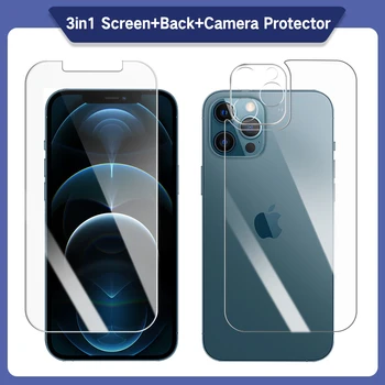 3 in 1 Screen Protector, iPhone 12 Pro Max 12 Mini Kameros Lęšis Grūdintas Stiklas iphone12 12pro 12Mini Atgal Grūdintas Stiklas