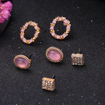 3 poros/set Bohemijos stud auskarai nustatyti moterų mados, papuošalai, aksesuarai, retro crystal pearl auskarai dovanos