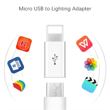 3 VNT Micro USB Apšvietimo Adapteris Keitiklis iPhone 6 6S 7 8 Plus X XR XS 11 Pro Max 5 5S SE USB Įkrovimo Kabelis Jungtis