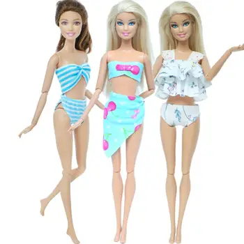 3 Vnt / Set Rankų darbo Lėlės maudymosi kostiumėlį Mišraus Stiliaus Vasaros Šalis Nešioti Bikini Maudymosi Drabužius Barbie Lėlės Priedai Vaikams, Žaislas