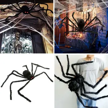 30/50/75cm Voras Helovinas Apdailos Haunted House Prop Patalpų Lauko Milžiniškas Gauruotas Giant Spider Web Šalis Atostogų Dekoro Žaislas
