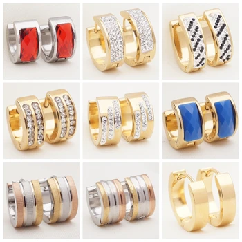 30 Skirtingų Stilių Maži Žiedai, kalnų krištolas, Nerūdijančio Plieno Lankai Auskarai, skirta Moterų Didmeninės