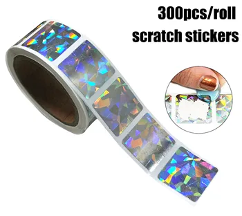 300pcs Nulio Off Lipdukus 20*20mm Aikštėje Diamond lazerinis Spalvų Metalinio Sidabro Holograma Nulio Lipdukas Etiketės, kanceliarinės prekės