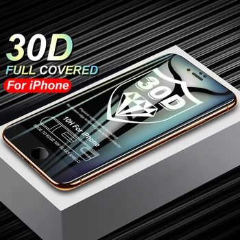 30D Lenktas Krašto Apsaugos Stiklo iPhone 7 8 6 6S Plius Grūdintas Screen Protector, iphone X XS Max XR 7 6 Stiklo Plėvelės