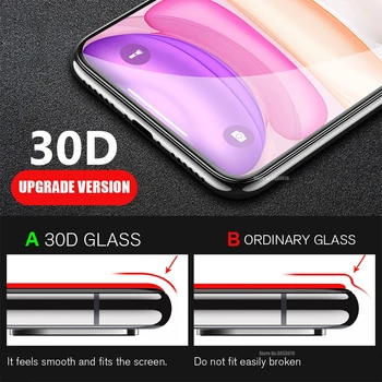 30D Screen Protector, iPhone, 10 X XR XS 11 Pro Max Pilnas draudimas Grūdintas Stiklas Anti-scratch Priekiniai Filmas 