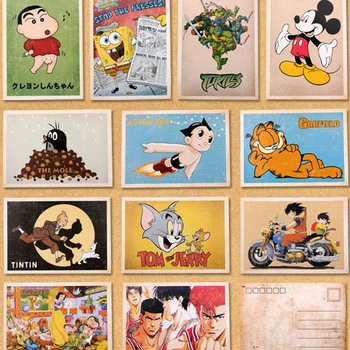32 vnt/set Komiksų Atvirukai Kolektorius Retro Nostalgija Atvirukų Animacinių filmų kortelės Carte Postale Office Mokykliniai Reikmenys 10x14cm