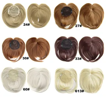 34 spalvų, Sintetinių Įrašą Plaukų Bang Atsparus Karščiui Trumpas Tiesiai Pakraštyje Plėtiniai Gabalas Uždarymo Hairpieces