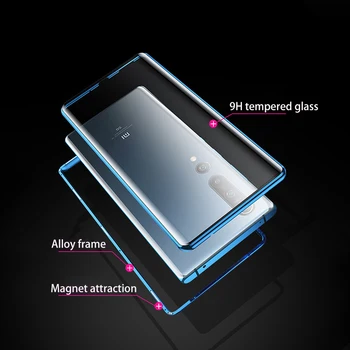 360 Magnetinės Metalo Grūdintas Stiklas Atveju Xiaomi Redmi Pastaba 9 8 7 K20 K30 CC9 Pro 9S 10X Mi 9T F1Double Pusių Padengti Adsorbcijos