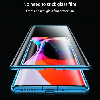 360 Magnetinės Metalo Grūdintas Stiklas Atveju Xiaomi Redmi Pastaba 9 8 7 K20 K30 CC9 Pro 9S 10X Mi 9T F1Double Pusių Padengti Adsorbcijos