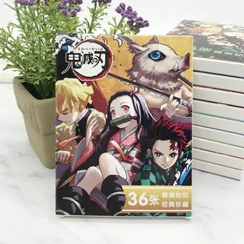 36pcs/box Anime Demon Slayer Kimetsu Nr. Yaiba Lipdukas Vandeniui užrašų knygelė Dekoro Lipdukai, Kanceliarinės prekės Mokykla, Biuro reikmenų Dovanos